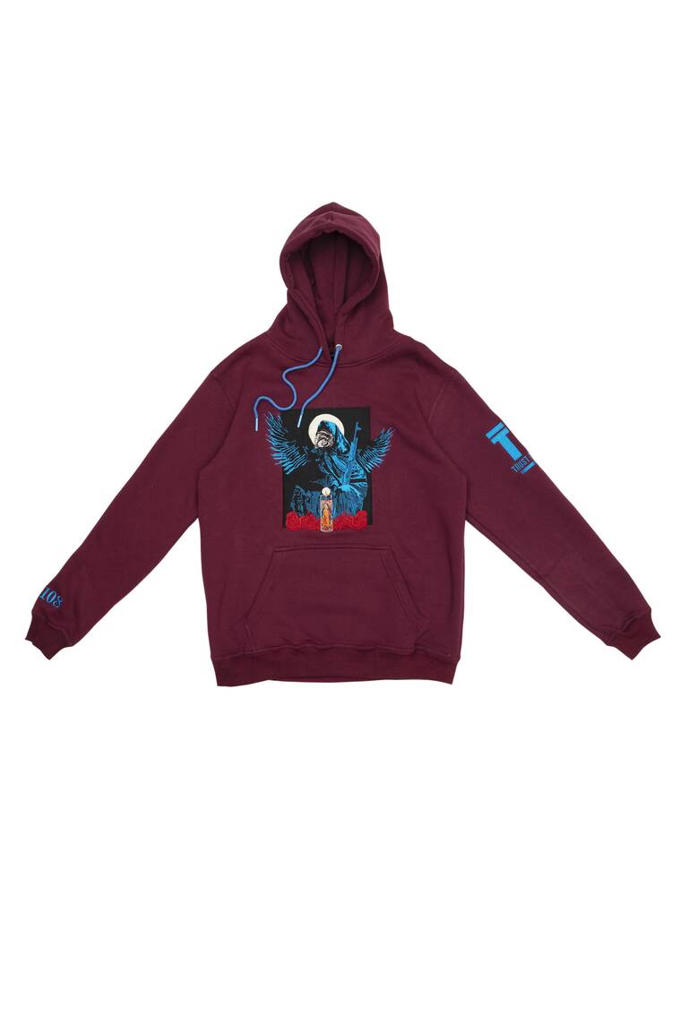 38 Spesh x El Camino Martyr's Prayer Luxury Embroidered Hoodie - Maroon