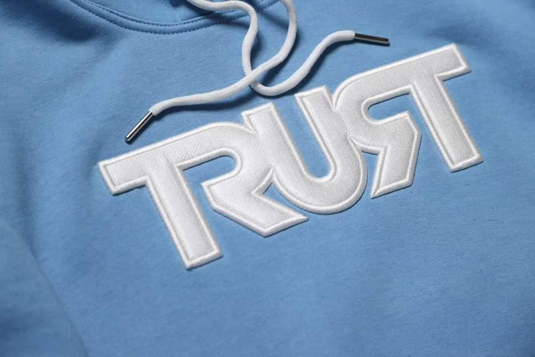 TRUST x C.H.A.O.S. Luxury Cotton Blend Limited Edition Custom Embroidered Hoodie - Carolina Blue
