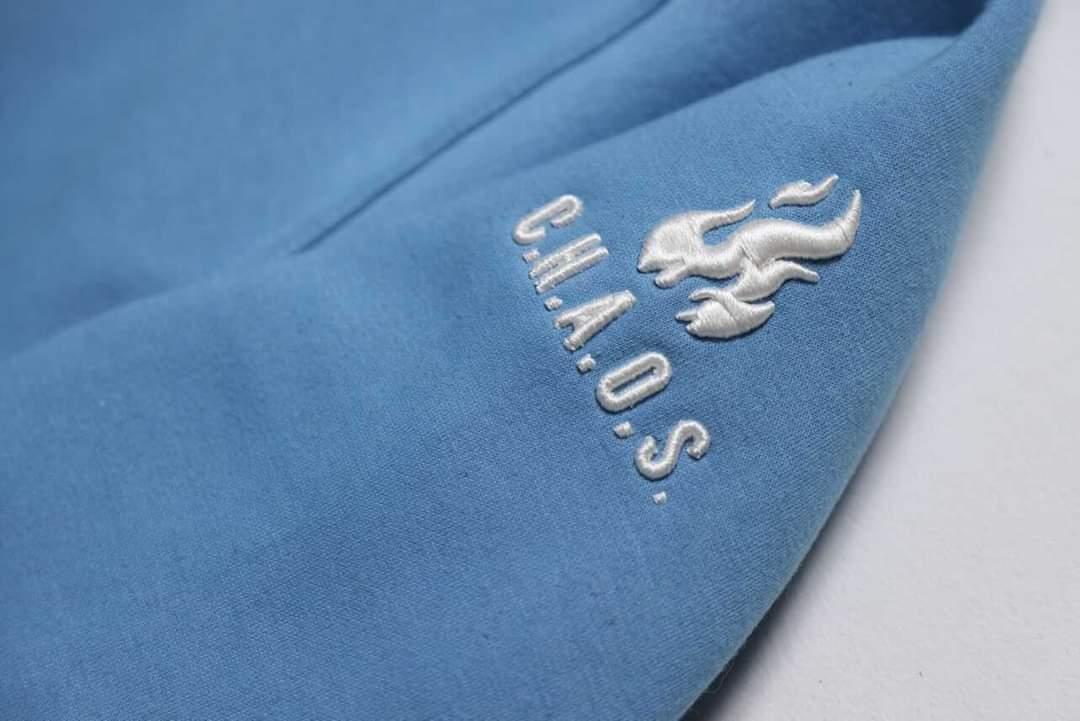 TRUST x C.H.A.O.S. Luxury Cotton Blend Limited Edition Custom Embroidered Hoodie - Carolina Blue
