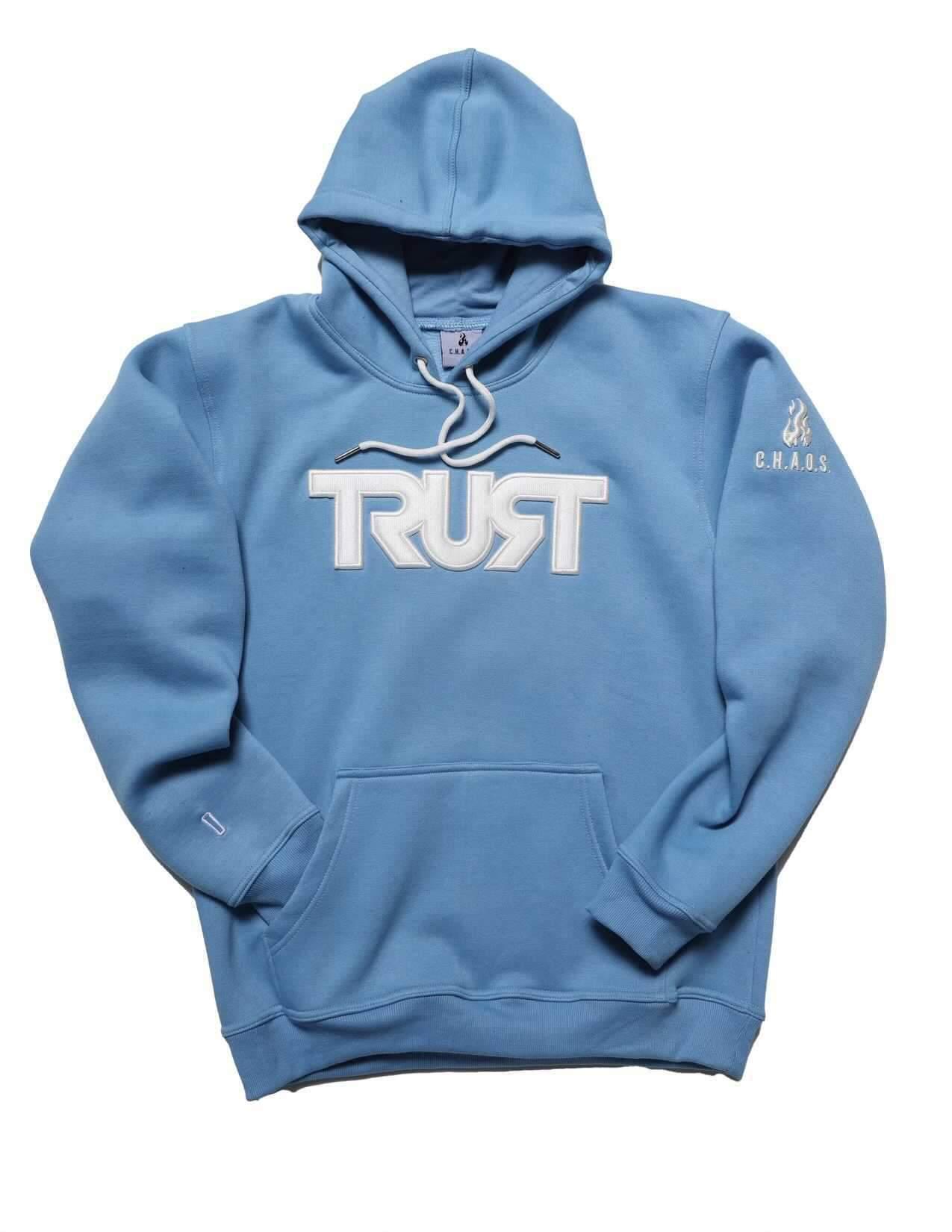 TRUST x C.H.A.O.S. Luxury Cotton Blend Limited Edition Custom Embroidered Hoodie - Carolina Blue