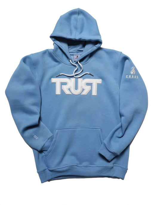 TRUST x C.H.A.O.S. Luxury Cotton Blend Limited Edition Custom Embroidered Hoodie - Carolina Blue